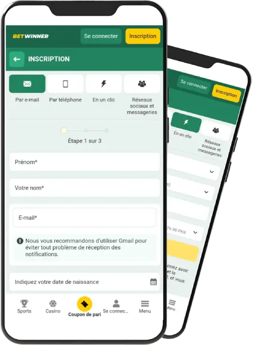 Comment s'inscrire à Betwinner depuis l'application mobile